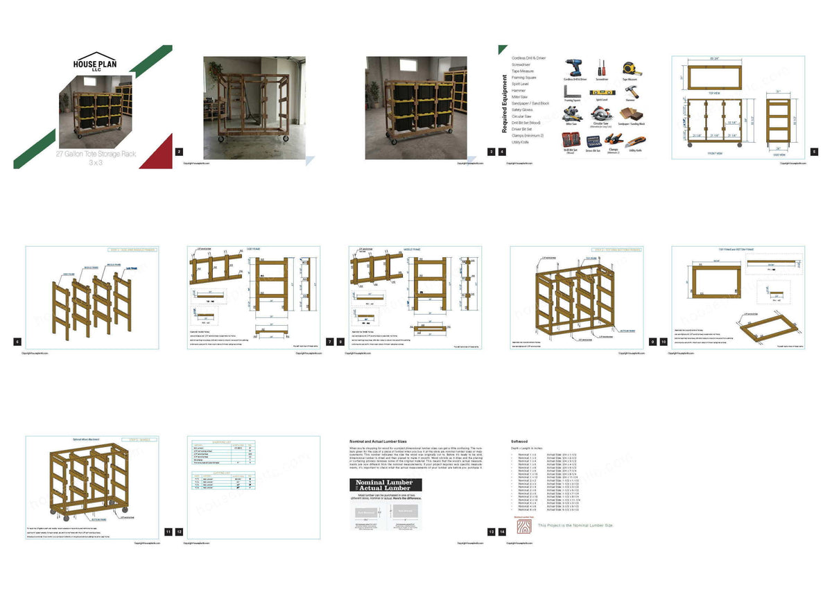 27 Gallon Tote Storage Rack Plans | Mobile 9-Bin Garage Organizer
