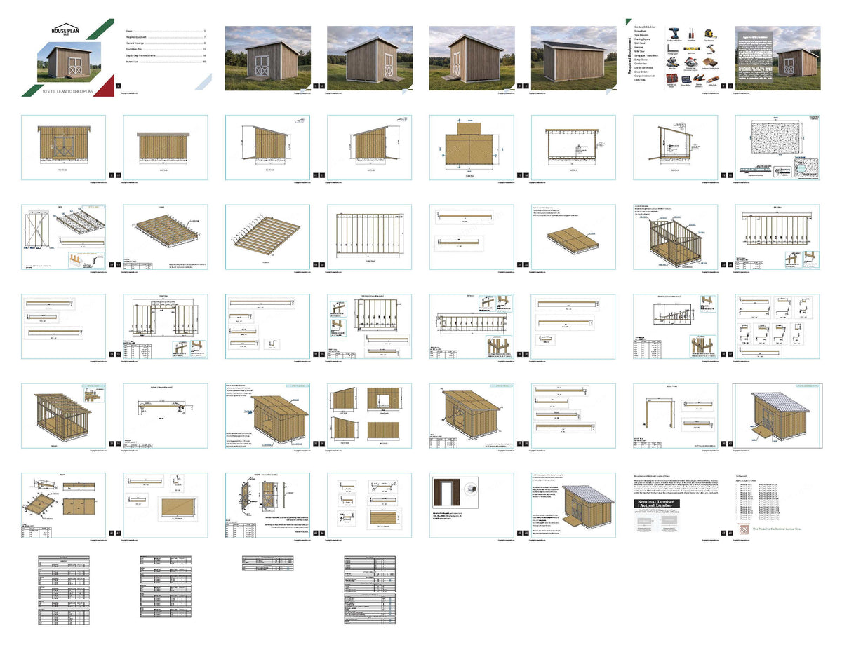 10x16 Lean-To Shed Plans | Sloped Roof Outdoor Storage Building