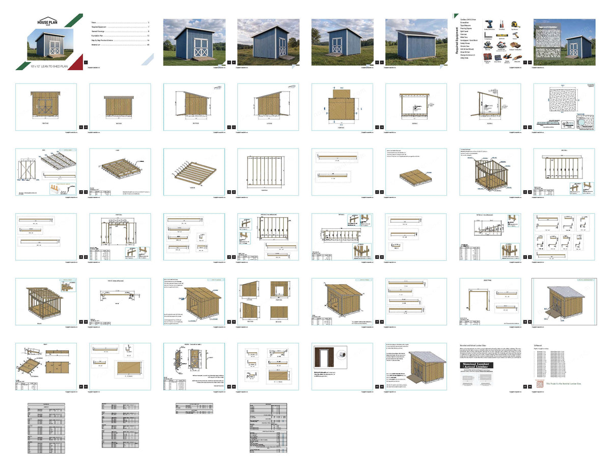 10x12 Lean-To Shed Plans | Backyard Utility Garden Tool Storage