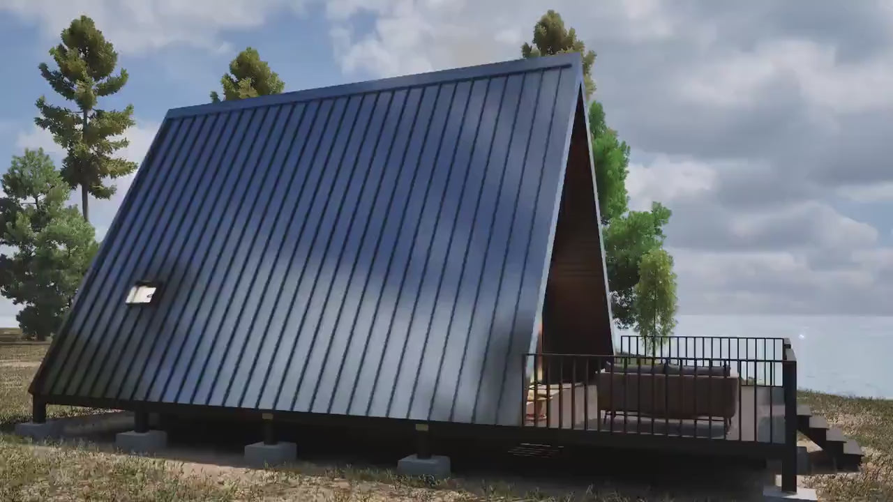 A Frame Tiny House Plan, Modern A-Frame House Plan, A-Frame Cabin Plan, Easy to build, DIY House Plans, Blueprints, Mezzanine Floor