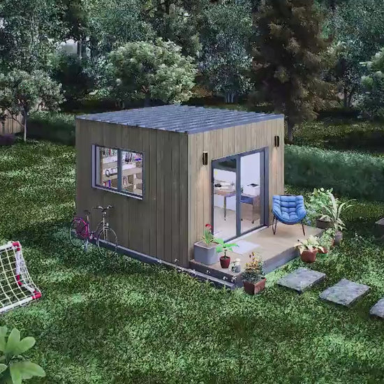 Small Cabin Plan, Tiny Office Plan, 12x12 Small Office Plan, Tiny House Plans, Modern Garden Room, Play House Plan, Vineyard House
