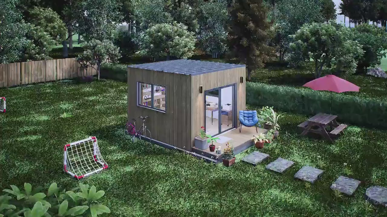 Small Cabin Plan, Tiny Office Plan, 12x12 Small Office Plan, Tiny House Plans, Modern Garden Room, Play House Plan, Vineyard House