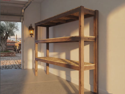 Garage Shelving Plans PDF | Reinforced 8ft Garage Storage Shelves | DIY 3-Tier Shelf Plans