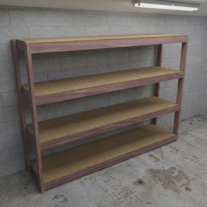 Garage Shelving Plans PDF | 4-Tier Garage Storage Shelves | 8 Ft DIY 2x4 & Plywood Shelf Plan