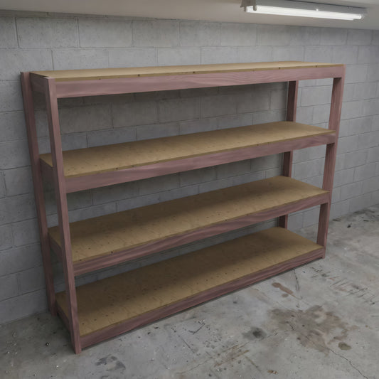 Garage Shelving Plans PDF | 4-Tier Garage Storage Shelves | 8 Ft DIY 2x4 & Plywood Shelf Plan