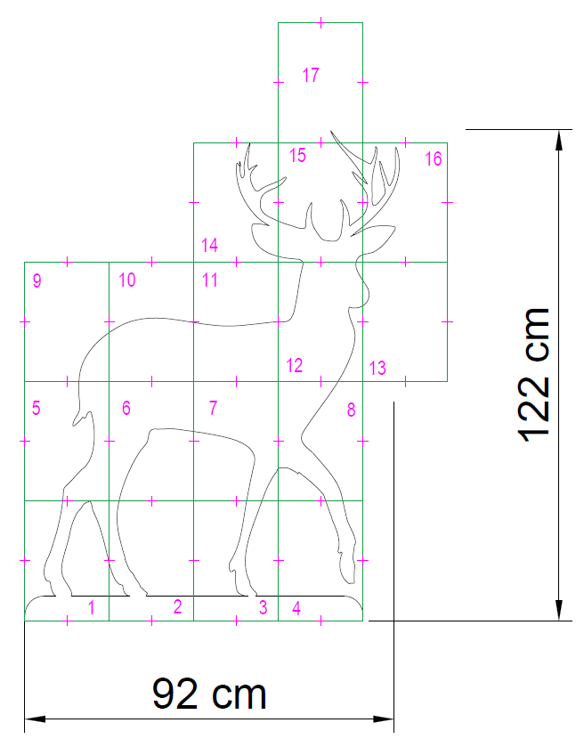 4ft Reindeer Calf Decor / Stencils Silhouette Template / Xmas printable (PDF)