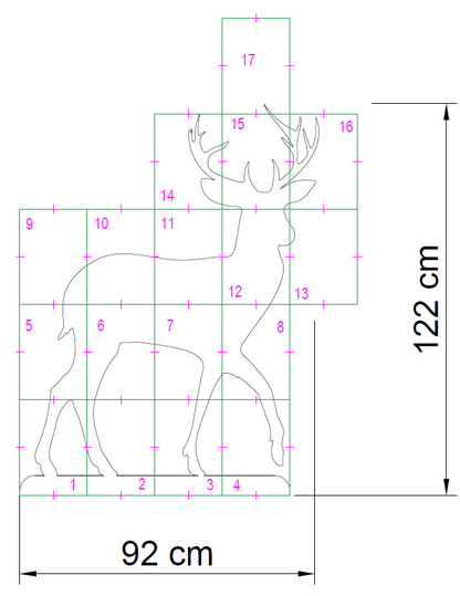 4ft Reindeer Calf Decor / Stencils Silhouette Template / Xmas printable (PDF)