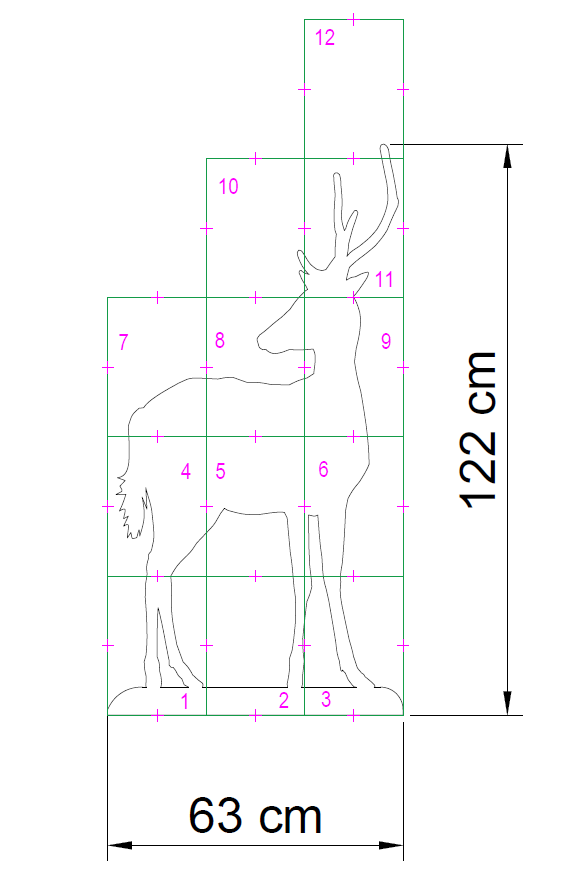4ft Baby Reindeer / Reindeer Calf Silhouette Template (PDF)