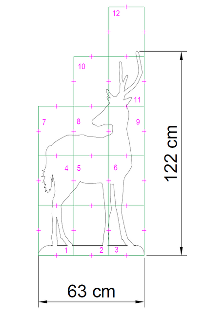 4ft Baby Reindeer / Reindeer Calf Silhouette Template (PDF)