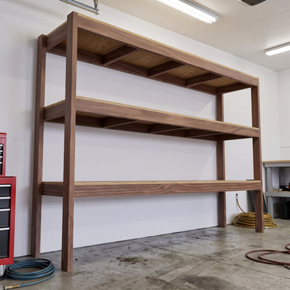 Garage Storage Shelves Plans PDF | 8ft 3-Tier 2x4 Shelving Unit | DIY Workshop Shelf Plans