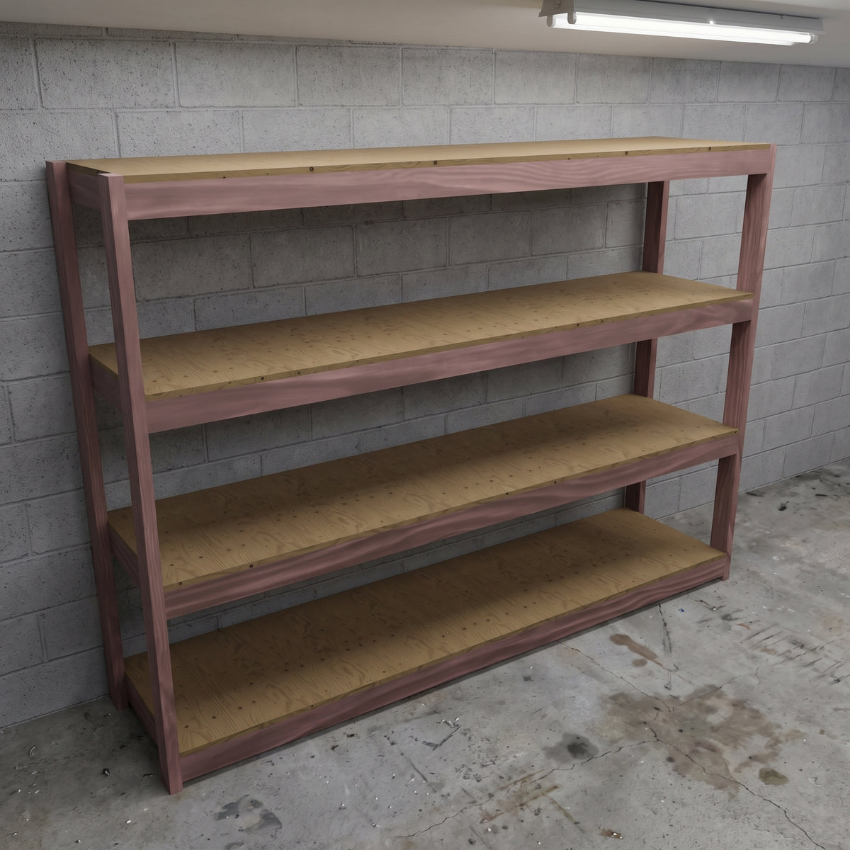 Garage Shelving Plans PDF | 4-Tier Garage Storage Shelves | 8 Ft DIY 2x4 & Plywood Shelf Plan