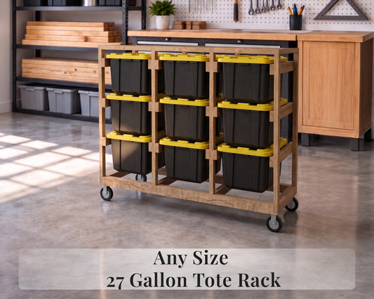 27 Gallon Tote Rack Plans Any Size | DIY Garage Storage Generator