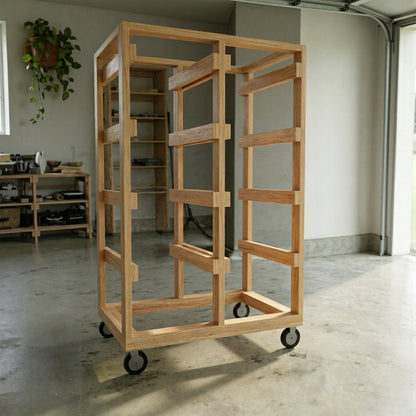 DIY Rolling Tote Storage Rack Plans | 27 Gallon 8-Bin Garage Organizer