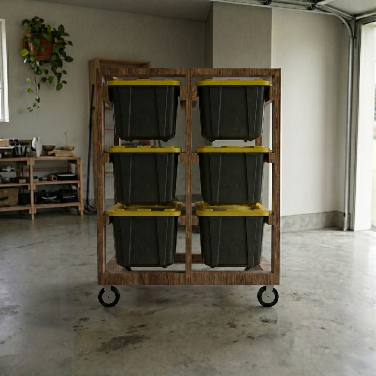 27 Gallon Tote Rack Plans Any Size | DIY Garage Storage Generator