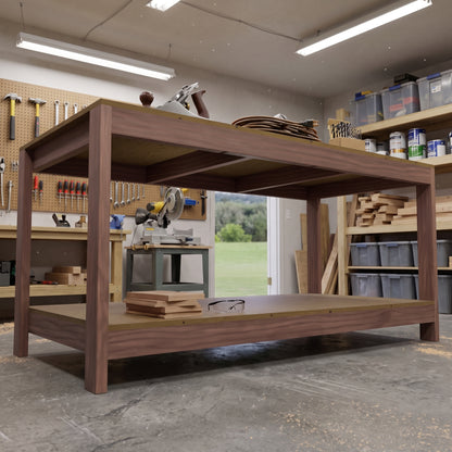 Workbench DIY Plans, Simple 2x4 Garage Workbench with Storage Shelf