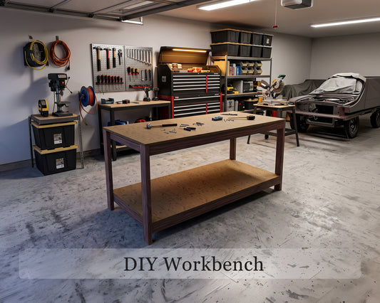 Workbench DIY Plans, Simple 2x4 Garage Workbench with Storage Shelf